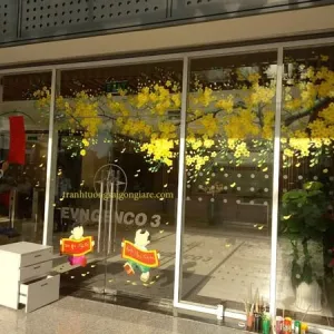 Vẽ Tranh Tường Trang Trí Trên Kính Ngày Tết TPHCM