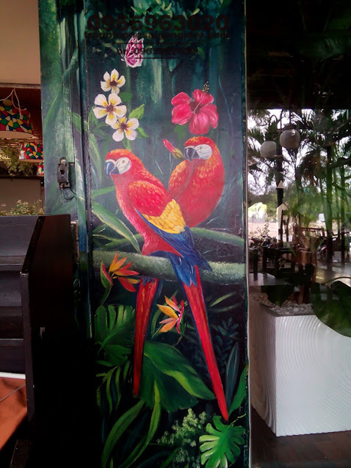 ve tranh tuong nha hang quan an nhau