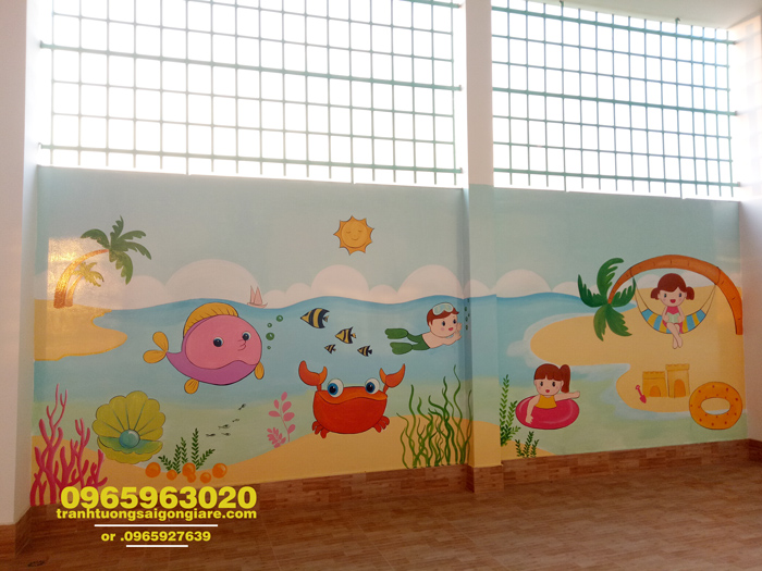 vẽ tranh tường trường mầm non
