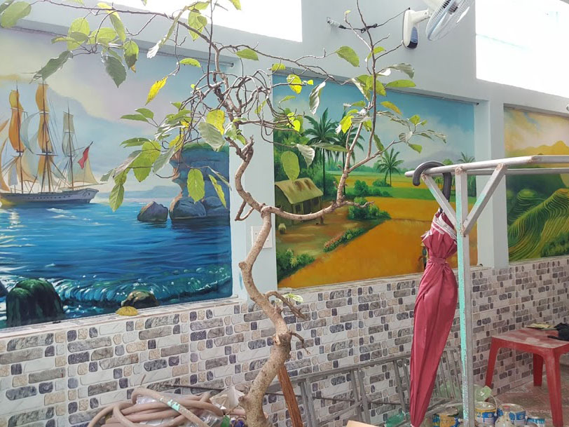 vẽ tranh tường mầm non