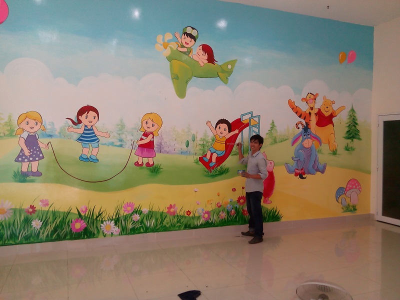 vẽ tranh tường mầm non