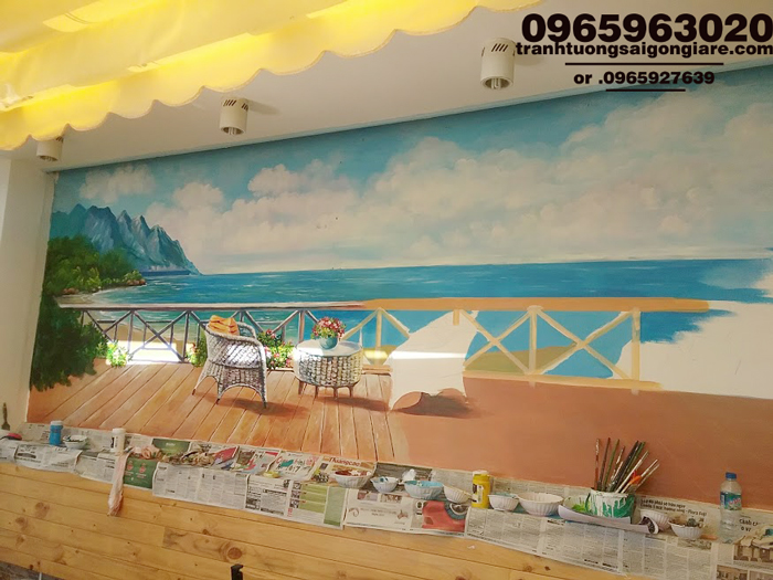 nhận vẽ tranh tường phong cảnh