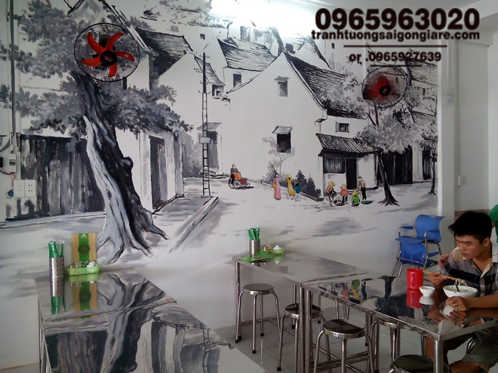ve tranh tuong nha hang quan an nhau